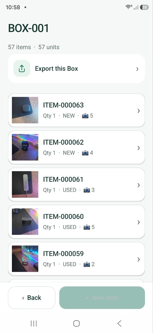 Items stored in a FastStock box